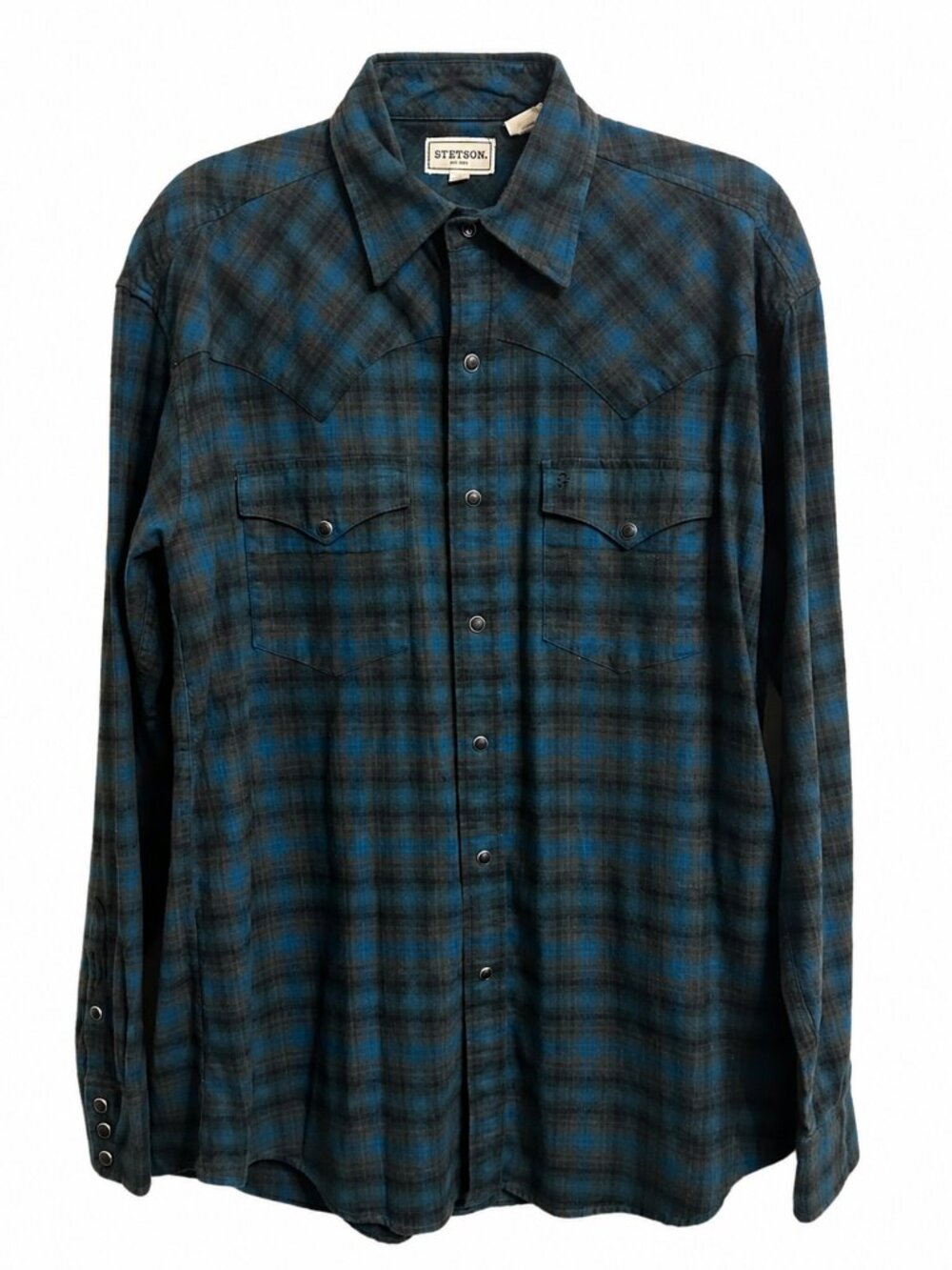 Stetson Blue/Brown Plaid Button-Down Shirt